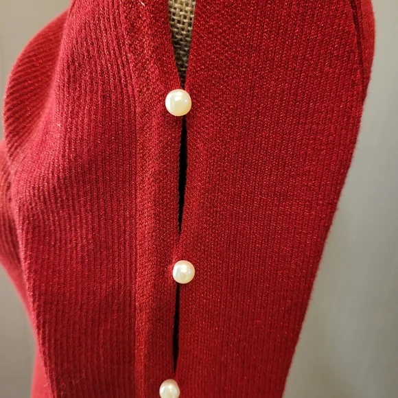 QUESTIONS XL RED SPARKLES SWEATER WITH PEARLS - Picture 3 of 5